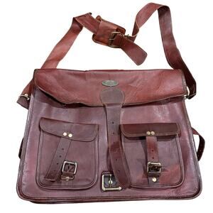 VTG Men's Laptop Real Leather Carry Shoulder Messenger Shoulder Briefcase Laptop